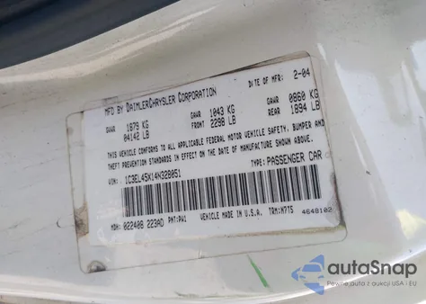 2004 Chrysler Sebring из США, поврежденный, VIN 1C3EL45X14N328051